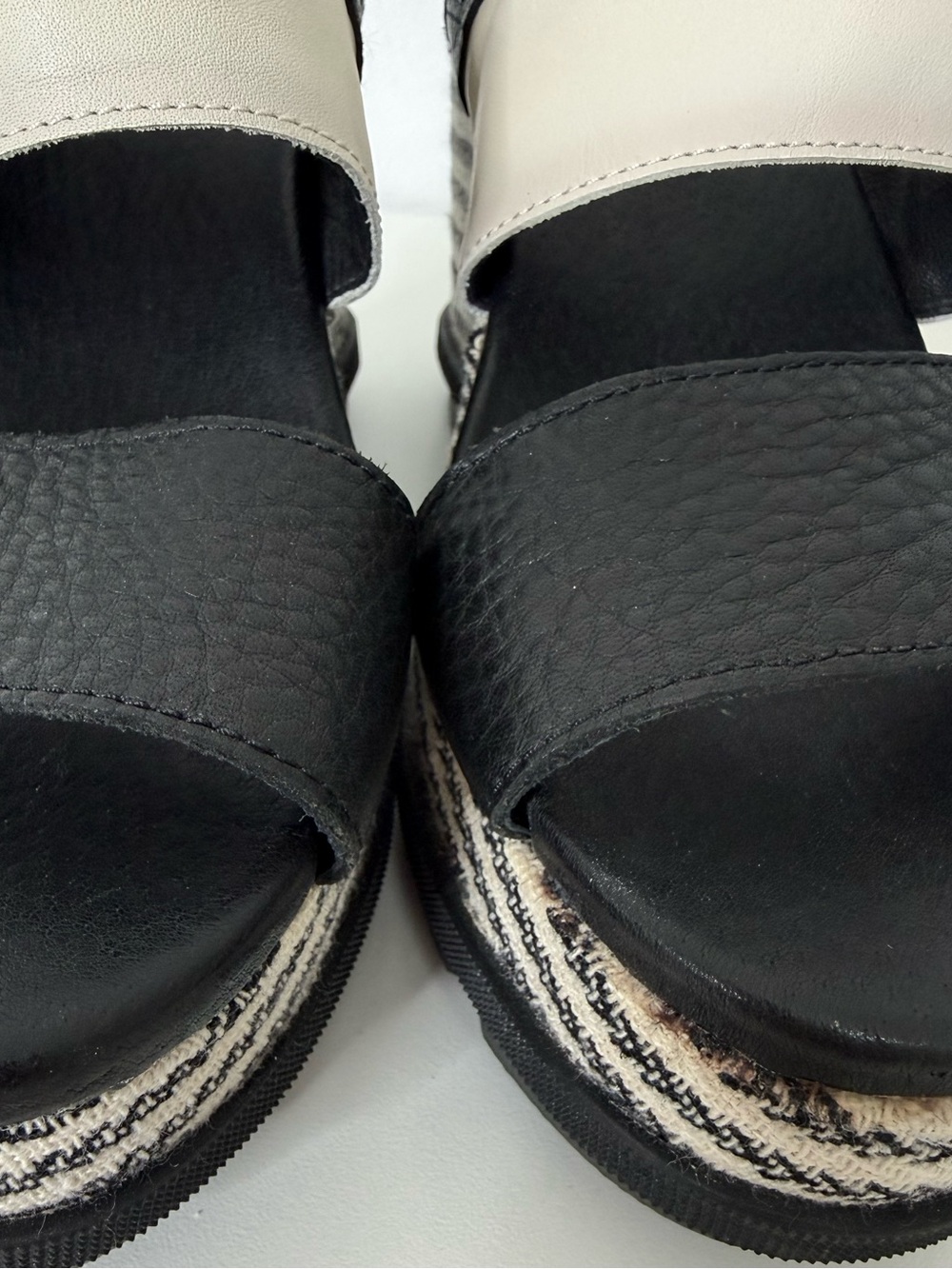 Sorel Joanie II Slingback Platform Wedge Leather Sandals Black Cream Women 7.5 - Picture 10 of 16
